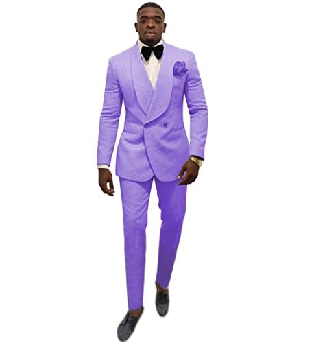 Costume deux pièces homme grand violet clair 4XL élégant