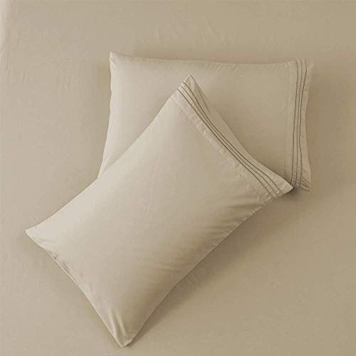Image of SONORO KATE Bed Sheet Set Super Soft Microfiber 1800 Series Luxury Egyptian Sheets 16-Inch Deep Pocket,Wrinkle and Hypoallergenic-3 Piece (Beige, Twin)