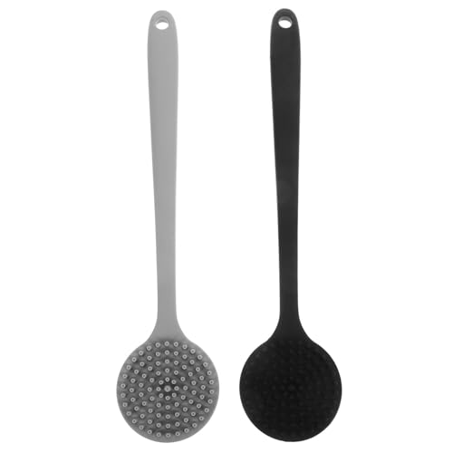 Beaupretty 2 Piezas cepillo de baño de mango largo raspador cerda estera fregadora eléctrica baños complementos accesorio baño fregadoras de limpieza de espalda baño de espalda gel de sílice