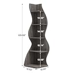 Tribesigns Corner Shelf, Modern 5-Tier Wall Corner Bookshelf, Stylish Corner Small Bookcase Storage Rack Plant Stand with Unique Shape for Living Room, Home Office, (1PC, Gray) - Image 3