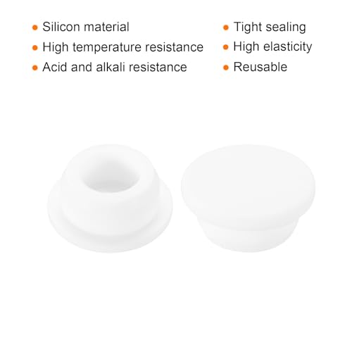Image of MECCANIXITY 8pcs T-Shaped Silicone Plugs 26mm 1 Inch Dia Snap in Plug Hole Seal Cover Round Rubber Stopper for Kitchen Rubber Bulkheads Waterproof Sealing Plugs White