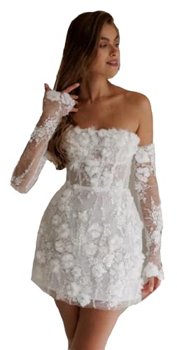 TSxuelian Damen Kurz Brautkleider Blumen...