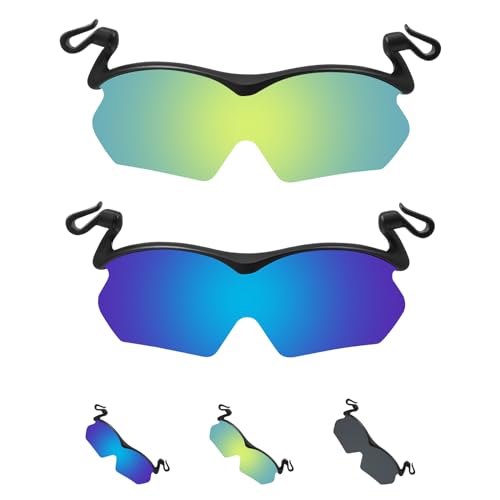 DEECOZY Outdoor Polarized Sunglasses, Clip-On Sunglasses, Clip Cap Sports Sunglasses, Flip Cover UV400 Protection Sunglasses for Mens Womens Fishing Cycling Traveling Hiking Climbing (Blue+Green)