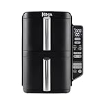 Ninja Double Stack Heißluftfritteuse, 7,6L Digitale Air fryer Doppelkorb mit 4 Kochstufen, 2 Schubladen, 2 Gestelle, platzsparendes Design, 6 Kochfunktionen, 6 Portionen, Schwarz SL300EU