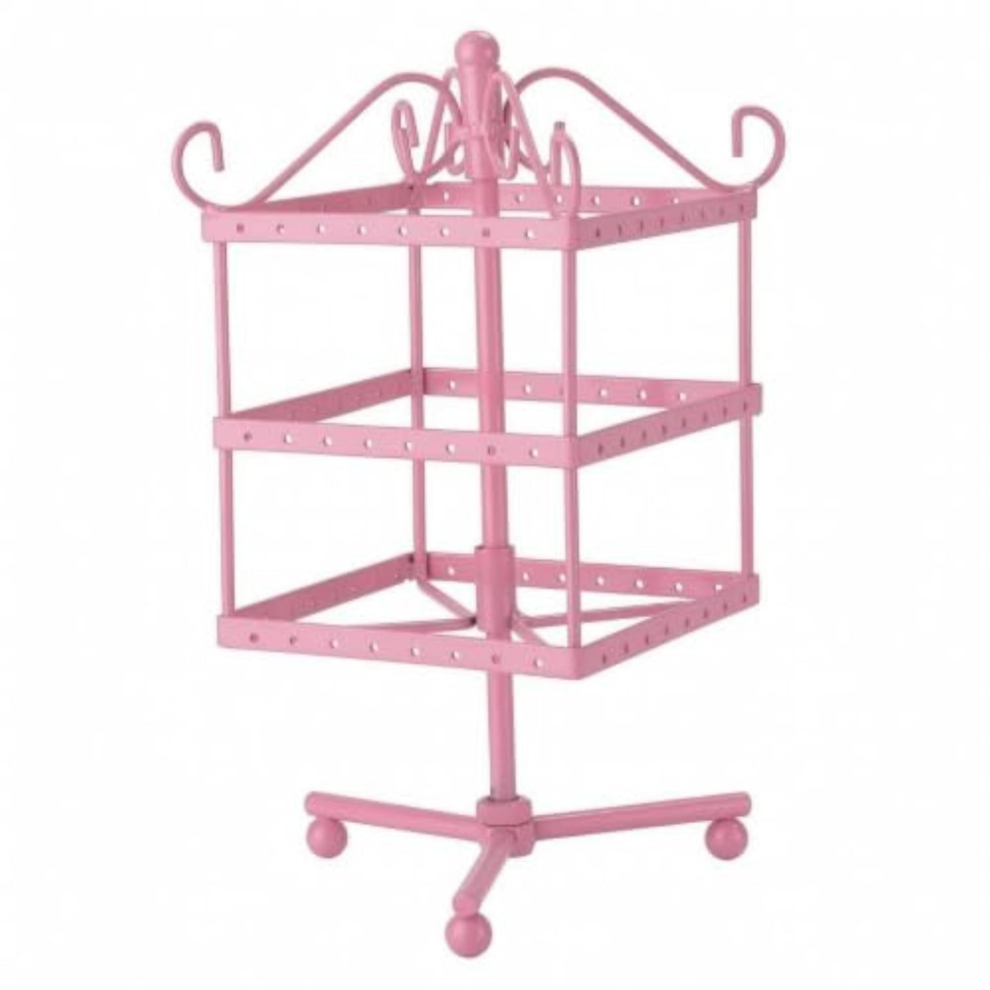 Metal Earring Display Stand with 96 Holes, Pink