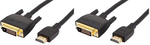 Image of Amazon Basics HDMI to DVI Adapter Cable, Bi-Directional 1080P, Gold-Plated Connectors, 10 ft /3 m, Black (Pack of 2)
