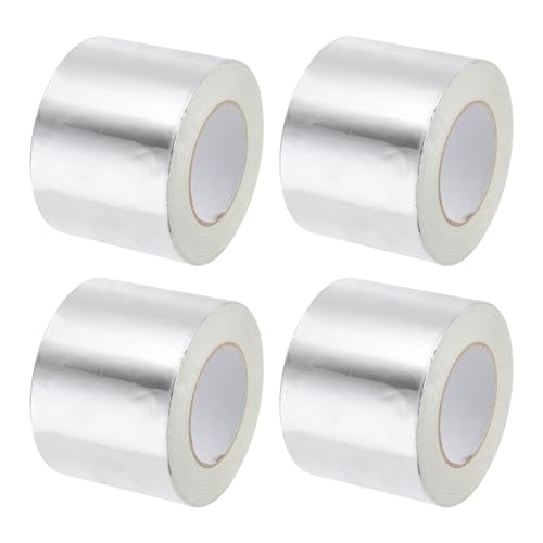 Image of uxcell Aluminum Foil Tape 3 Inch x 55 Yards Silver High Temperature Tape for HVAC, Sealing, Patching Hot and Cold Air Ducts 4 Pcs
