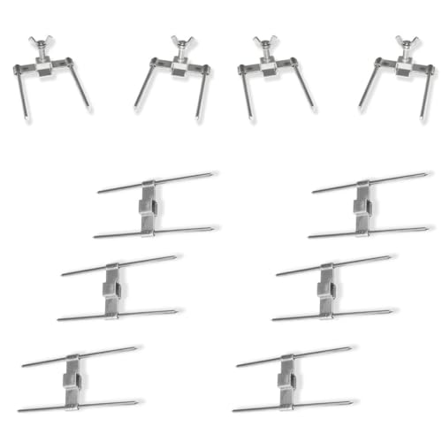 GOLDMAN SERVICE Pinchos de Asador de Pollos de Acero. Utensilio horquilla Tenedor para Asadores giratorios Profesionales. Recambio universal para espadas de 12mm (10 Piezas)