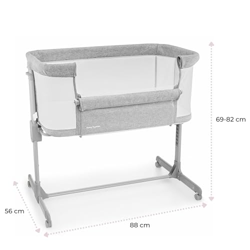Next to me Crib 3 in 1 - Bedside Cots for Babies - Baby Bassinet with Breathable Mesh - Baby Cot with Mattress Included - 7 Height Levels - Wheels & Removable Side Panel - Suitable up to 9kg - Image 6
