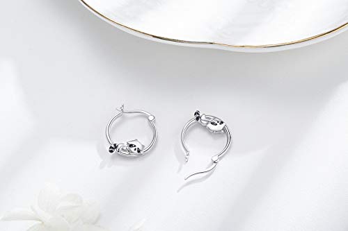 CHENGHONG Animal Earrings 925 Sterling Silver Hedgehog/Cat/Raccoon/Mermaid/Panda Hoop Earrings Hypoallergenic Hoop Huggie Earrings Animal Jewelry Gifts for Women2