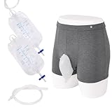 Wearable Urine Collector for Men with Small Size Cotton Fixing Pants -Protable Male Urine Collection Bag with 2 Urine Bags (500ml), 1.2M Tube & Adjustable Pants for Bedridden Patients Medium Size