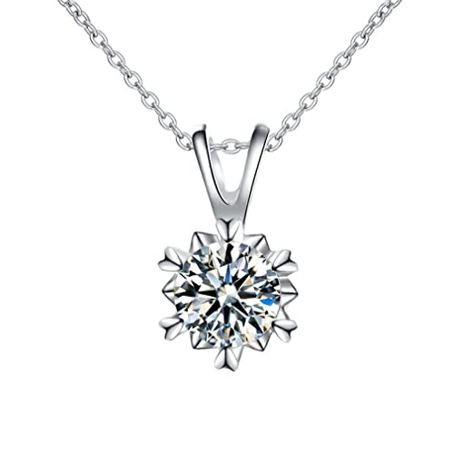 Collier moissanite 925 pour femmes avec pendentif flocon de neige et bijoux fins en argent