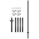 200cm Hoch Schilderpfahl Gartenschildpfosten Hofschild-Halterung für Sicherheisschild Warnungsschild mit Spitze Klemme und Accessories(1, Black, 2000mm)
