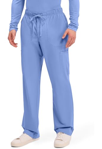 Image of Cherokee WW Professionals Scrubs for Men Tapered Leg Mens Cargo Scrub Pants | Comfortable Poplin Fabric, 2-Way Stretch, Zip Fly, Drawstring, Easy Care, For Active Shifts, Made for Nursing Professionals