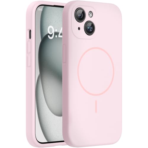 Miracase iPhone 15 用 ケース MagSafe対応 シリコン さらさら触感 薄型 マグネット搭載 いPhone15ケース 耐衝撃 衝撃吸収 あいふぉん 15 サンドピンク
