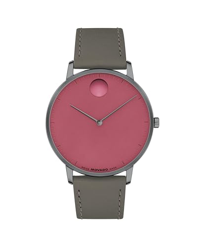 Movado Face Watch - Swiss Quartz, Leather Strap - Classic, Timeless Luxury Fashion Timepiece for Him or Her - 41mm