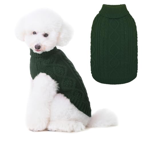 Image of BINGPET Dog Sweater for Small Dogs, Turtleneck Knitted Clothes