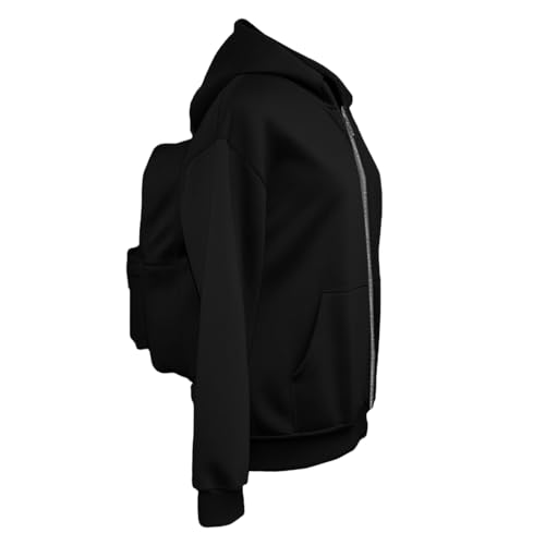 Men's Creative Travel Hoodie with Backpack Lightweight Zipper Backpack Sweatshirt Casual Campus Pullover Outfits4