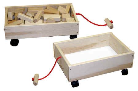 BLOCK WAGON AND TOY CART