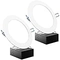 Sunco 2 Pack 6 Inch Ultra Thin LED Recessed Ceiling Lights, 4000K Cool White, Dimmable, 14W, Wafer Thin, Canless with Junction Box
