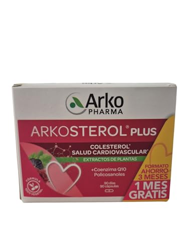 Arkopharma Arkosterol Plus Levadura Roja de Arroz + Q10 60+30 Cápsulas,[1 mes gratis] Monacolinas, Coenzima Q10, Solución Natural para Controlar el Colesterol, 100% vegetal, 1 Cápsula al Día