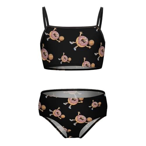 Funny Donut Basketball Food Girls Swimsuits Two Piece Bikini Sets Beach Sport Swimwear Bathing Suit