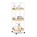 Produktbild Relaxdays, weiß-braun Badregal mobil, 3 Ablagen, Laufrollen, Allzweckregal HxBxT: ca. 89 x 30 x 30 cm, Holz und Metall, Standard