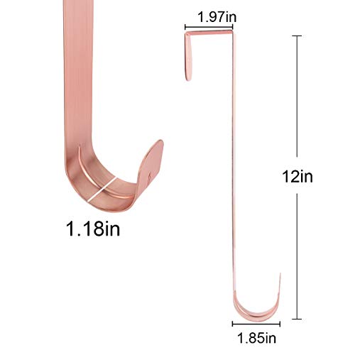 Gamexcel 12" Wreath Hanger For Front Door - Large Wreath Metal Hook For Christmas Wreath Over The Door Hanger, Copper #TOP4