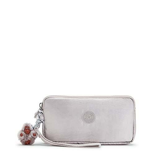 Image of Kipling Lowie Metallic Wristlet Wallet Smooth Silver Metallic