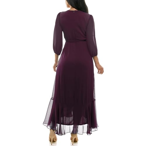 Image of Maison Tara Women's V-Neck Ruffle Faux Wrap Maxi Dress