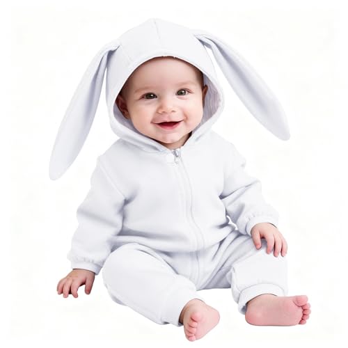 Image of Baby Toddler Boys Clothes Unisex Cute Bunny Long Sleeves Zipper Romper