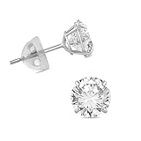 10K White Gold Stud Earring set with Round Cut  Swarovski Zirconia(2 cttw)