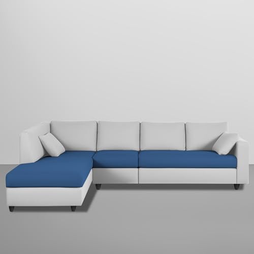 Image of Florian LHS 6 Seater L Shape Sofa Set for Living Room (Blue Grey Fabric) Premium Fabric Sofa
