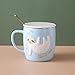 HRDZ Linda Taza de Cisne Tridimensional Taza de café de cerámica en casa con Tapa y Cuchara Taza Taza de Dibujos Animados Pareja