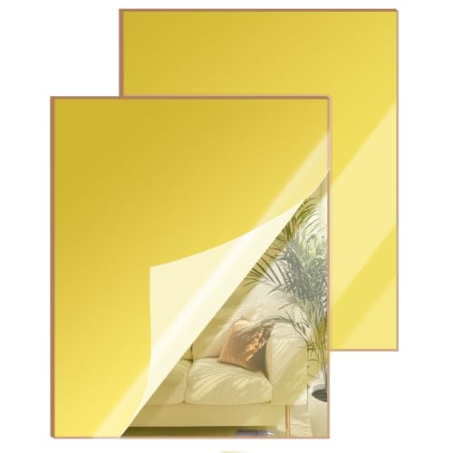 Image of 12x16 Inches Gold Mirror Acrylic Sheet - 2 Pcs Reflective Acrylic Panel for DIY Crafts, Home Decor & More (30x40 cm)