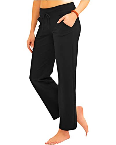 Athletic Works Women's Relaxed Fit Dri-More Core Cotton Blend Yoga Pants, Black, Xxl #TOP2