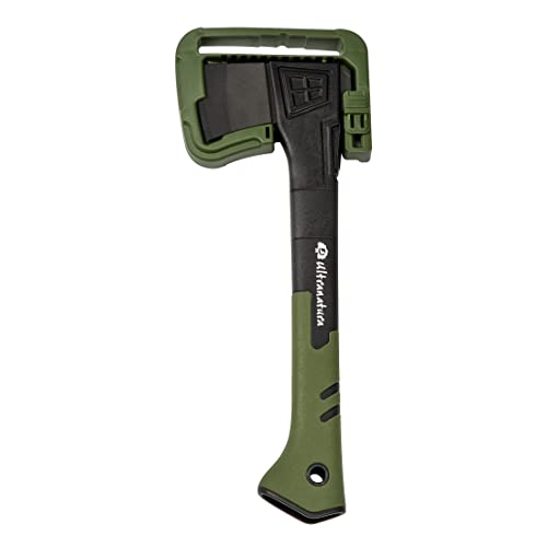 Ultranatura Universalaxt, inclusief lemmetbescherming, greeplengte ca. 36 cm, allroundaxt, universeel inzetbare bijl voor het splijten van kleine blokken en takken, TÜV/GS - getest, kleur: zwart-groen