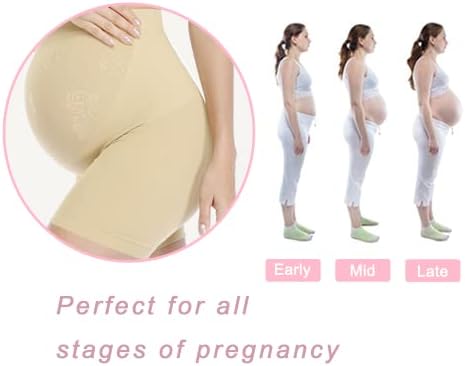 POSHGLAM Women's Maternity Shapewear Seamless Pregnancy Underwear Belly Support High Waist Mid-Thigh Panties Shorts