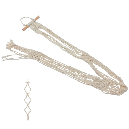 Levemolo Perchero de Pared para Sombreros de Macramé Bohemio Colgador de Algodón y Madera Organizador Decorativo para Gorras y Sombreros Soporte de Tres Resistente y Funcional