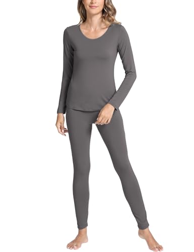 GYS Bamboo Viscose Long Johns Sets Thermal Underwear for Women Long Sleeve Base Layer, Dark Grey...