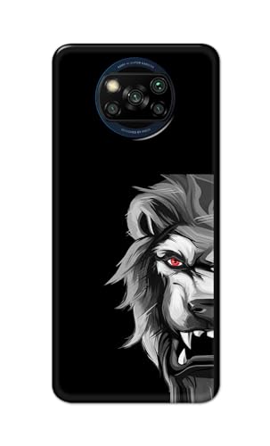 Image of PRINTFIDAA Printed Hard Back Cover Case for Mi Poco X3 | Poco X3 Pro | Poco X3 NFC Back Cover (Angry Lion) -112