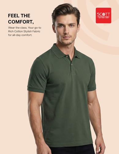 Image of Scott International Cotton Polo T Shirt | Collar Tshirts | Half Sleeves Plain T Shirt | T-Shirt |Tshirt for Men Stylish | Men's Tshirt