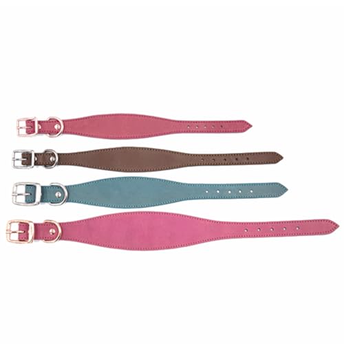 Navna Breit gepolstertes Hundehalsband, echtes Leder, Welpenhalsband für Lurcher, italienische Windhunde, bequemes Haustierzubehör, Whippets, Halsband, Lurcher, Windhunde