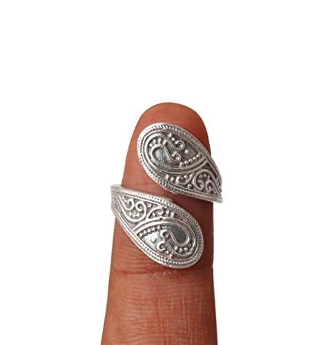 925 Sterling Silver Ring, Oxidized Hand Craved Designer Jewelry, Promise Band, Opal Ring for Unisex, Handmade Minimalist Bohemian Ring (Size 8)3