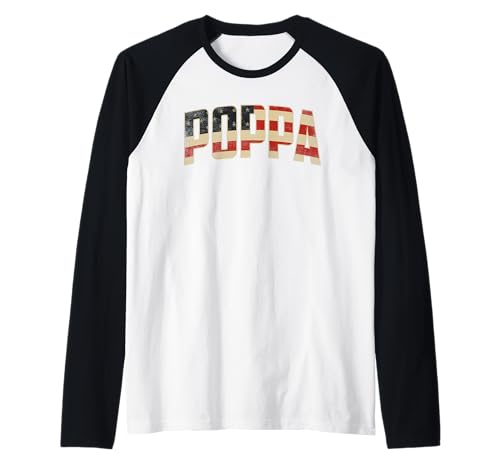 Mens Poppa Patriotic USA Vintage American Flag Raglan Baseball Tee