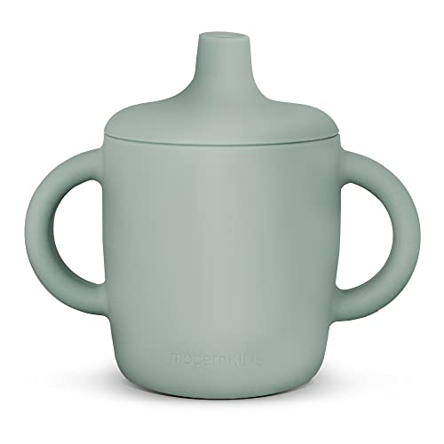 Image of KIDSco. Silicone Sippy Cup and Training Cup for Baby 6 months+ Soft Spout and Handles Unbreakable Easy Grip for Babies 6-12 months and Toddlers 1-3 years 6oz/180ml - Pack of 1 (Green)