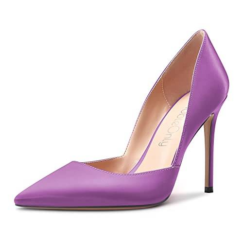 NobleOnly Women High Heel Stilettos Pointed Toe Slip-on Pumps Dress Wedding Party 3.9 Inches Heels