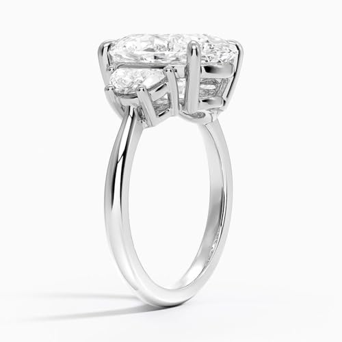 1 Ct-5 Ct Moissanite Engagement Ring Colorless VVS1 10K 14K 18K Solid Gold & 925 Sterling Silver Half Moon Three Stone Anniversary Wedding Bridal Ring Gift for Women2