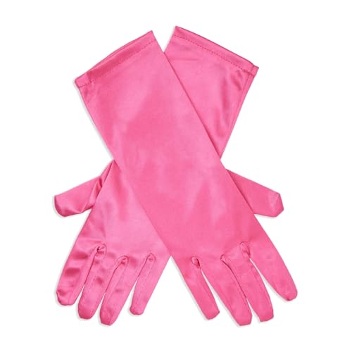 BLUE PANDA 4-Pair Princess Dress Up Gloves for Toddlers 3-5 - Small 9.75-Inch Satin Kids Bundle: Baby Pink, Hot Pink, White & Blue - Long Princess Gloves Toddler - Weddings & Birthdays4
