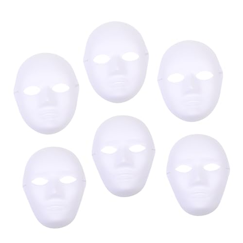 Abaodam 6Pcs DIY Blank White Paper Masks for Painting Hand Painted Masquerade Props for Parties Costumes and Creative Crafts